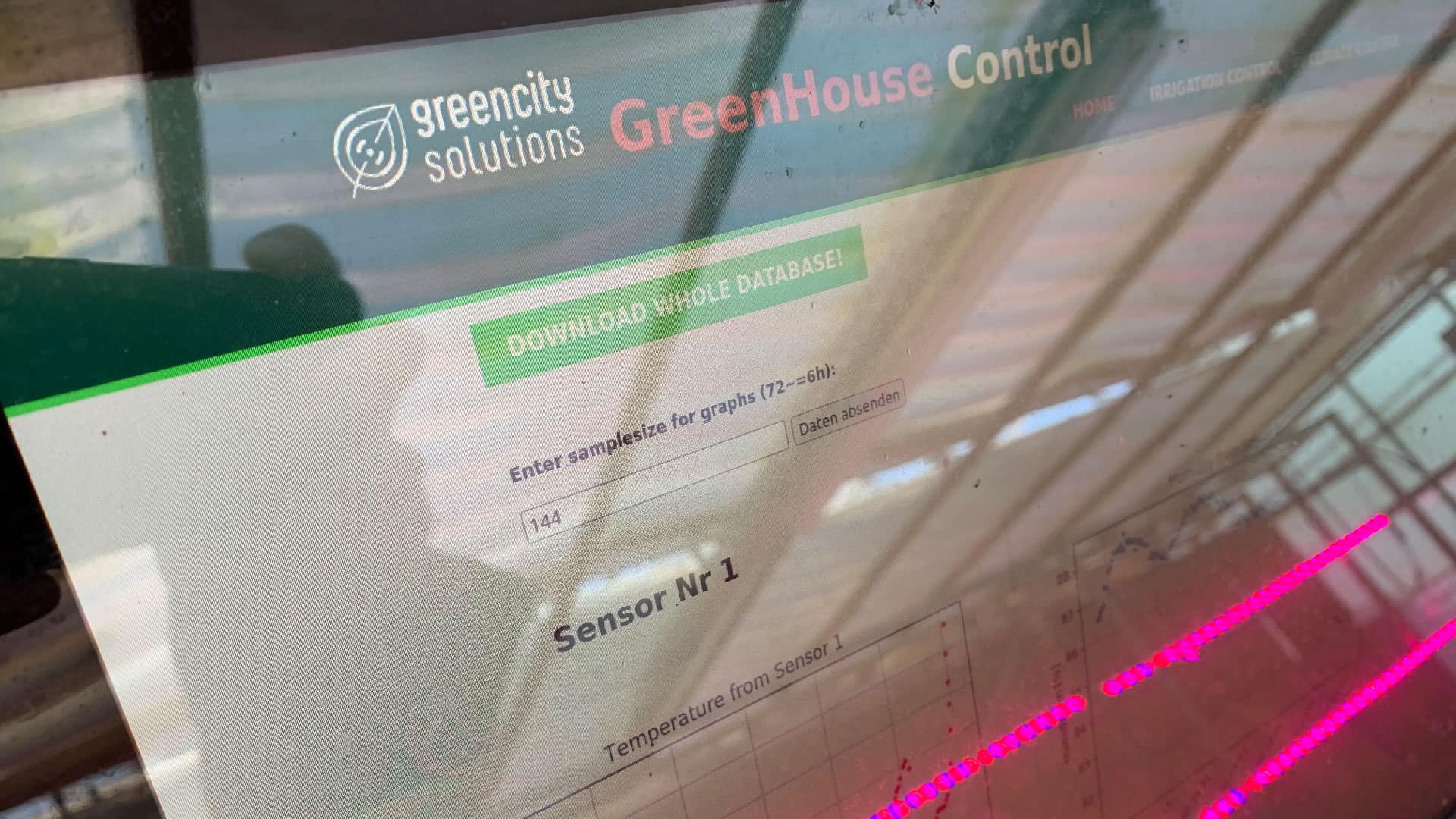 This shows our greenhouse control monitor in the moss farm